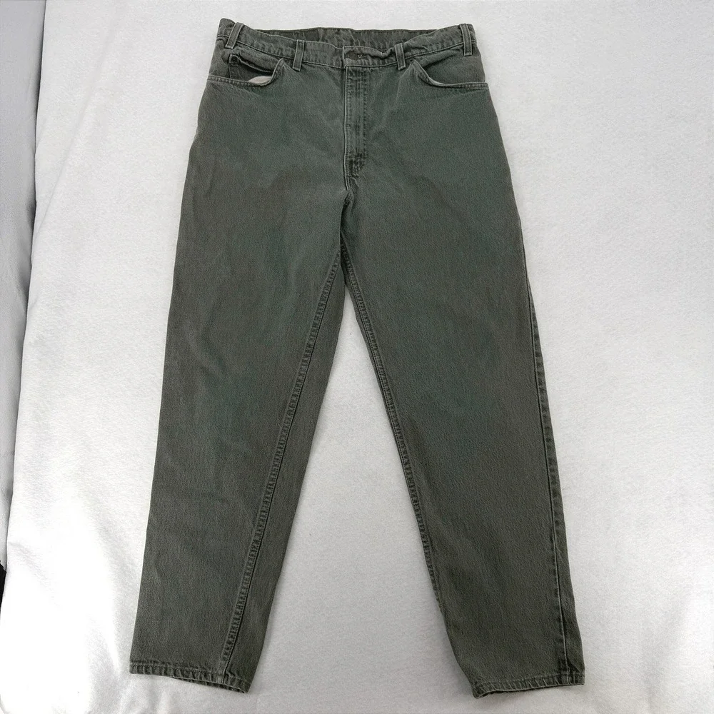 Vintage Levis 550 Orange Tab Jeans 38x32 Relaxed Tapered Grey Green Made‎ in USA